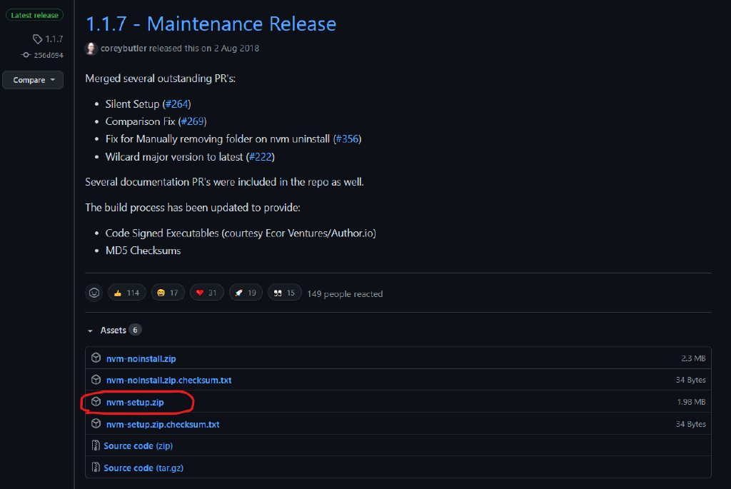 NVM install node.js on Windows 10
