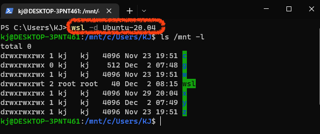 使用 wsl 进入指定的 Linux